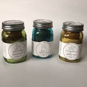 Basil, Oregano Parsley Herb Garden Kit Mason Jar